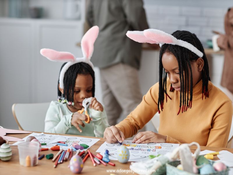 Family-creating-Easter-crafts