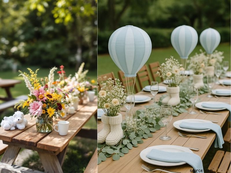 table decor with flower centerpieces