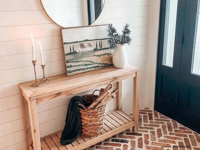 Layer textures on Entryway Table