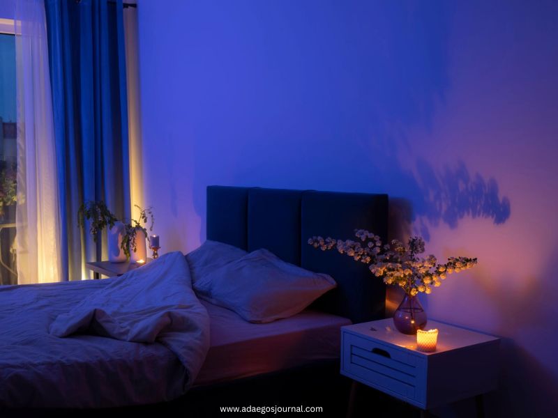 Cozy nighttime bedroom