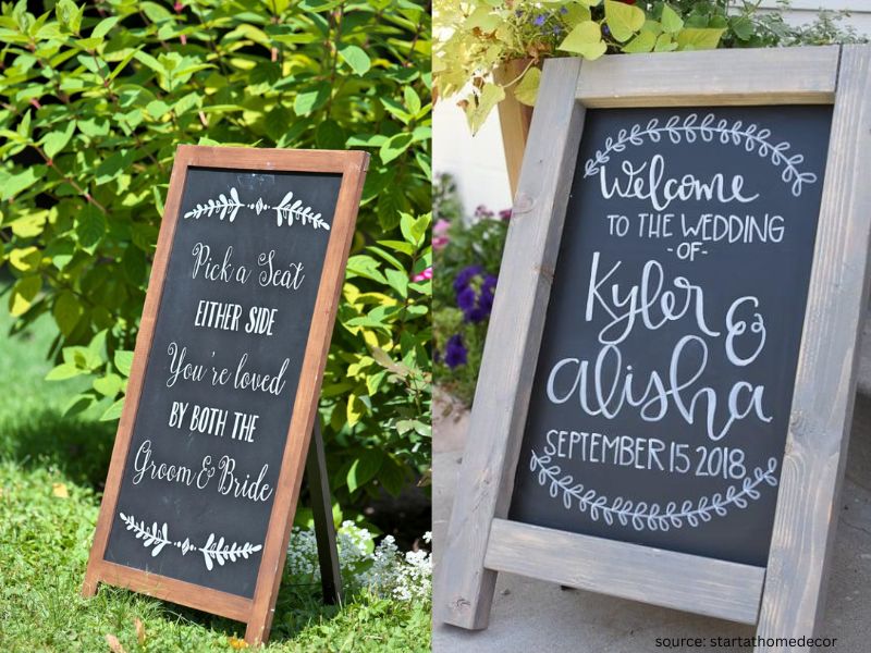 Elegant chalkboard wedding sign with handwritten calligraphy for romantic wedding decor inspiration.