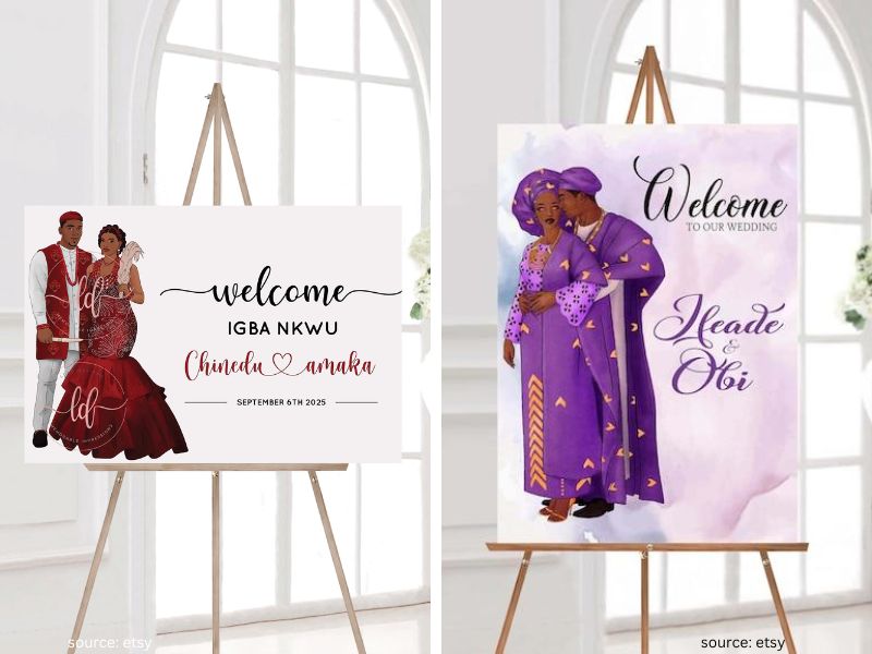 Traditional wedding sign explaining cultural ceremony customs and rituals
