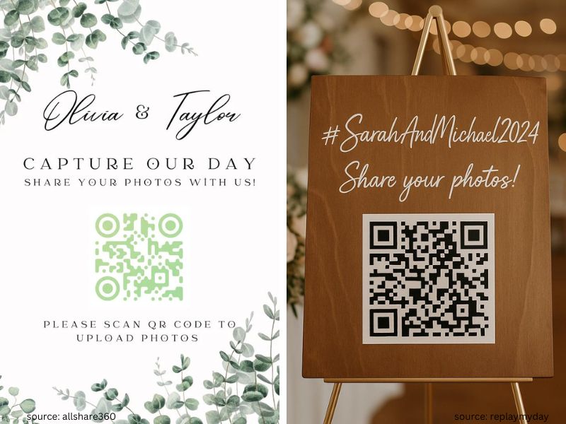Wedding social media sign with hashtag and photo-sharing instructions