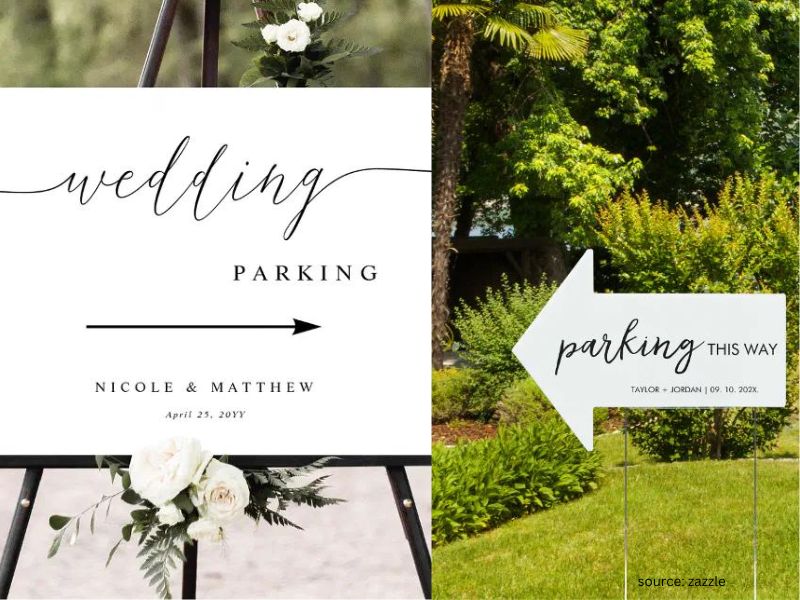 Wedding parking signs