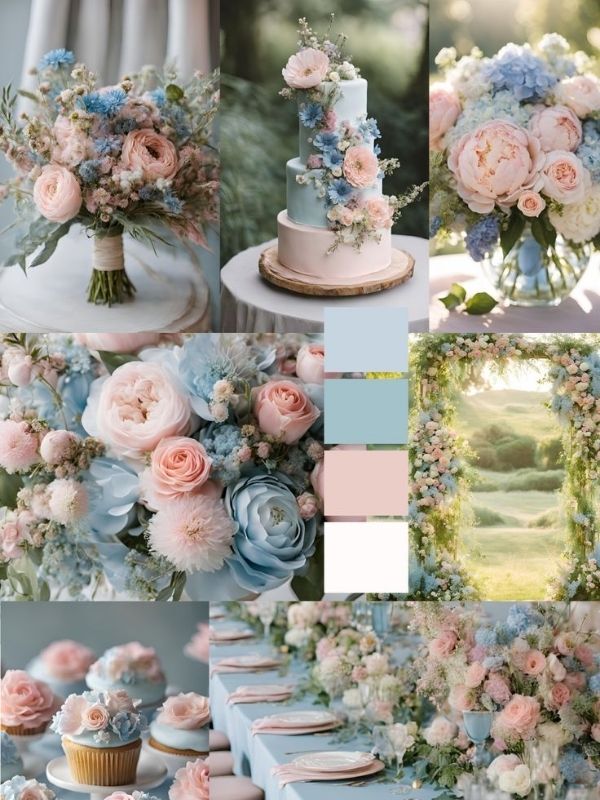 Baby Blue & Blush Wedding Color Combo Ideas