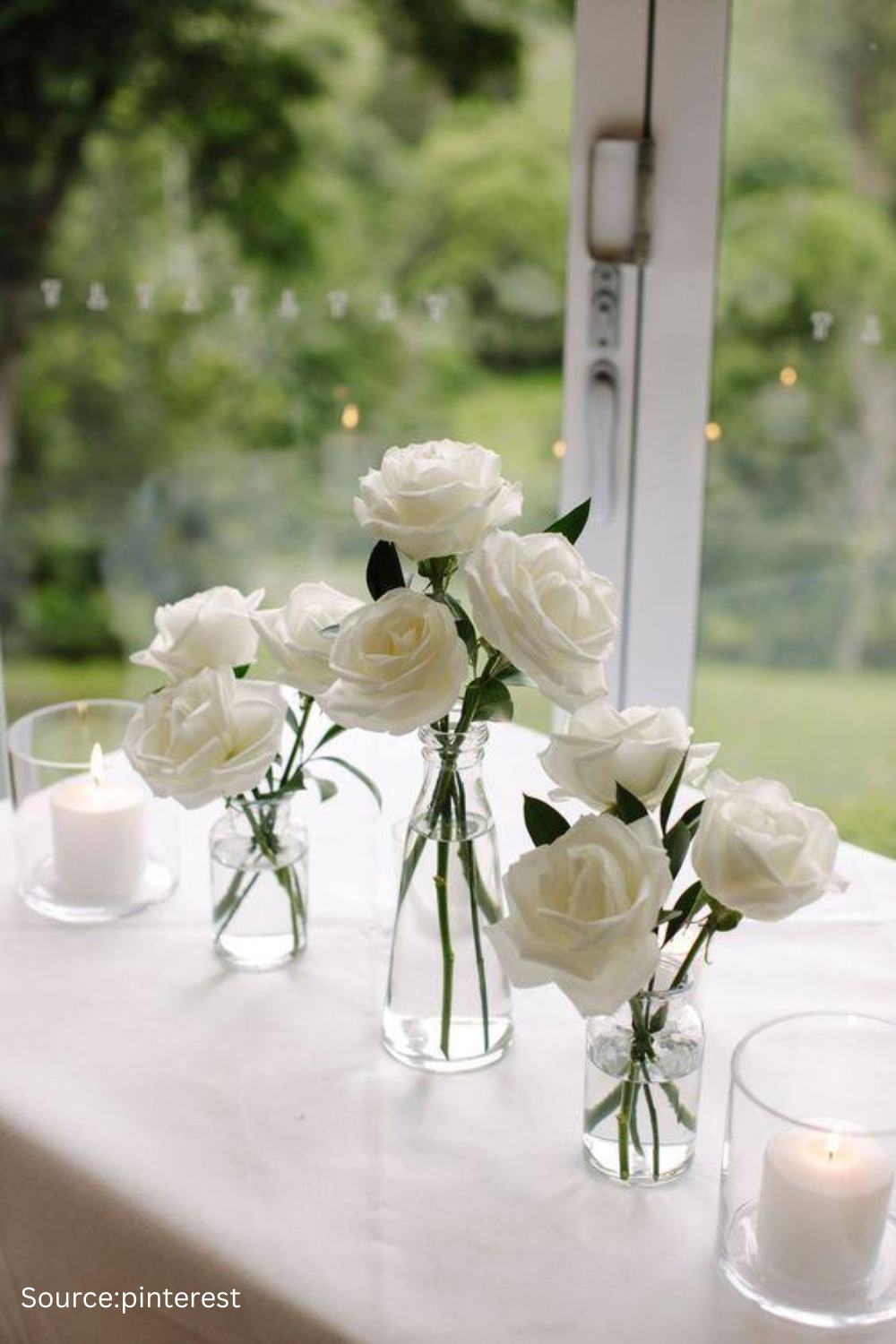 Elegant cheap wedding centerpiece featuring minimal flowers creating a romantic atmosphere.