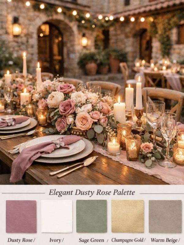 Dusty Rose & Ivory Wedding Color Combo Ideas