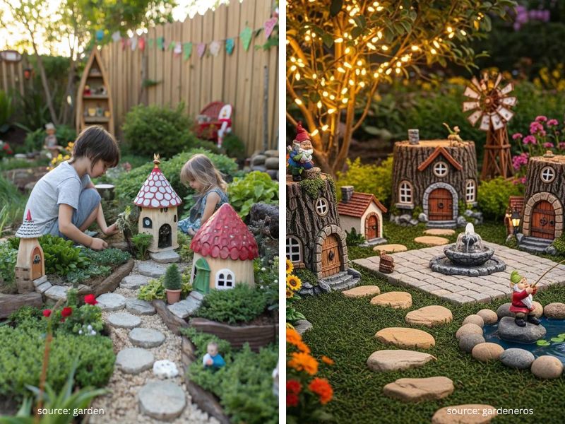 Mini fairy garden nestled in a Backyard Play Area