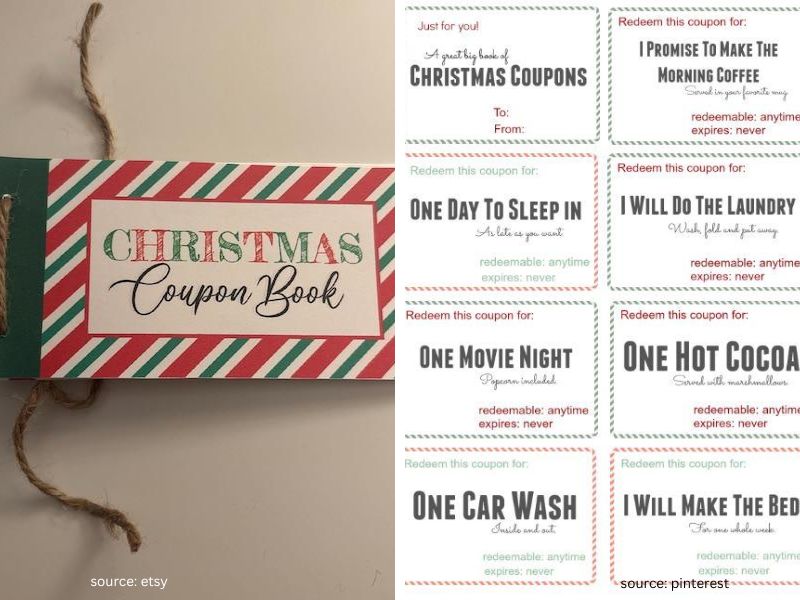 Handmade Christmas coupon book filled with thoughtful favors and handwritten promises