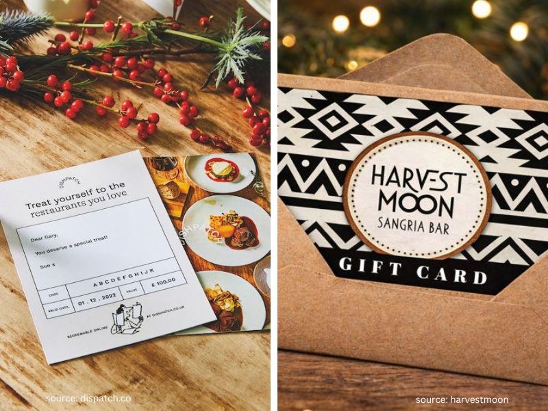 Restaurant gift card presented as a thoughtful Christmas gift for a teacher